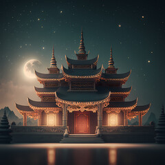 Fototapeta premium Buddhist Temple. Generative AI