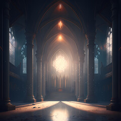 Church Illustration. Generative AI