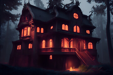 Fototapeta na wymiar haunted house on the hill