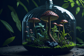 mushroom in a glass