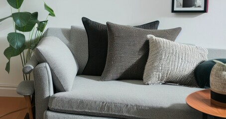 modern living room - close up pillows interior design architecture - generative art