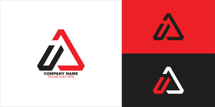 letter ua triangle logo design vector illustration template