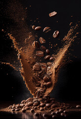 Gr&atilde;os de Caf&eacute; Background Textura Comercial IA Generativa