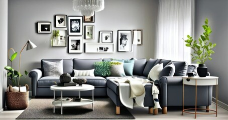 modern living room interior design architecture - generative art