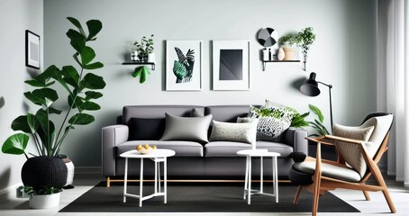 modern living room interior design architecture - generative art