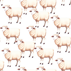 羊のシームレスパターンイラスト.generative AI