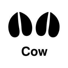 Cow Foot print, vector icon illustration, animal paw print isolated on white background.eps
