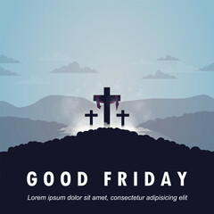 Good Friday greetings with a blue sky background for social media