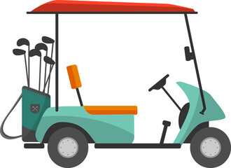 Cart golf and clubs icon isolated illustration.