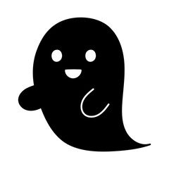 シンプルな黒いおばけ　ハロウィン　笑顔　左向き © koharu586