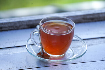 A cup of hot tea in the morning