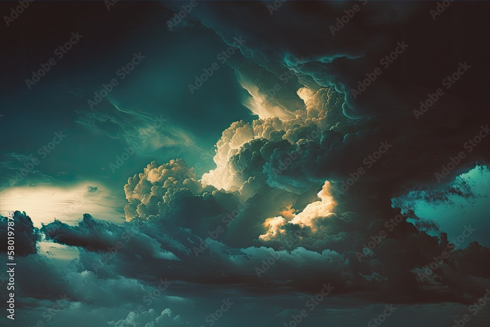 Poster sky design used as a dramatic backdrop. dark clouds in an otherwise cloudless sky. negative cloudy s
