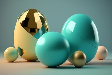 Painted Easter Eggs, Easter Eggs background, Easter holiday, generative ai