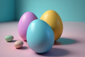 Obraz na płótnie Canvas Painted Easter Eggs, Easter Eggs background, Easter holiday, generative ai
