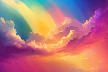 Rainbow Sky Sunset created with Generative AI Technology, ai, generative