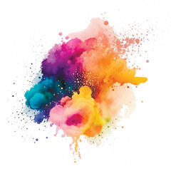 Bright colorful watercolor stain splash splatter brush stroke on white background. Modern vibrant aquarelle spot. Decorative trendy isolated design on white. Element. Vector watercolor illustration