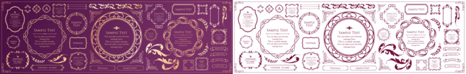 高級感のあるフレームデザイン。装飾デザインコレクション。