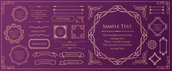 高級感のあるフレームデザイン。装飾デザインコレクション。