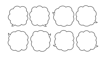 モノクロの雲形フキダシセット