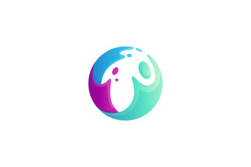 healthy people logo design with water splash effect
