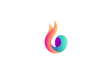 fire letter g shape logo with colorful design