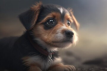 A picture of a cute dog on its own. Generative AI