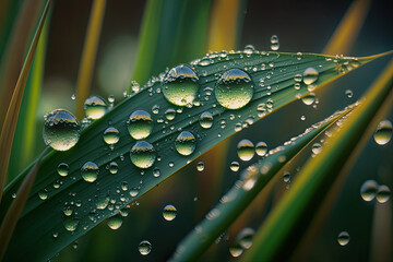 raindrops on a leaf. Generative AI