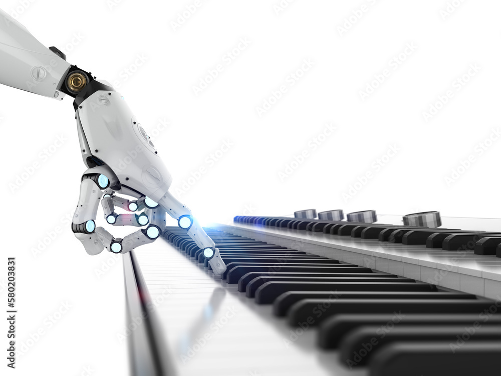 Aufkleber ai music composer or generator with robot play piano