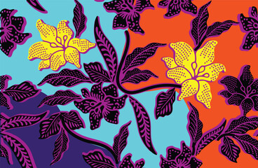 Indonesian batik motifs with very distinctive plant patterns