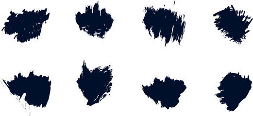 Mega bundle of different ink brush strokes:rectangle,square and round freehand drawings.Ink splatters,grungy painted lines,artistic design elements:waves,circles,triangles.Vector paintbrush set.
