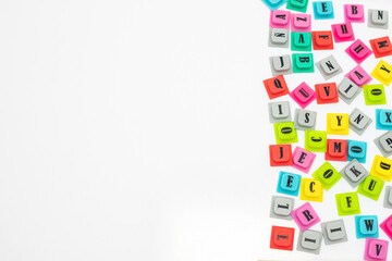 Alphabets background on a white blank board background