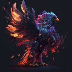 Obraz premium Rainbow Neon Phoenix Bird