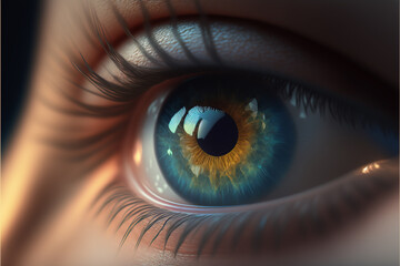 Fototapeta na wymiar Macro close up human eye. Generative AI