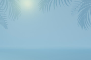 Fototapeta na wymiar Coconut shadow on blue background. Coconut silhouette on the sea. Summer concept.