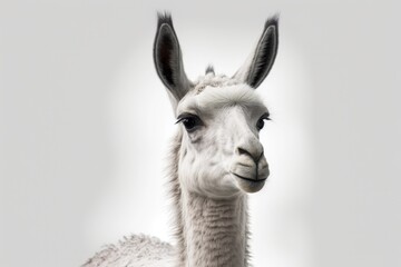 Obraz premium Lama glama in front of a white background. Generative AI