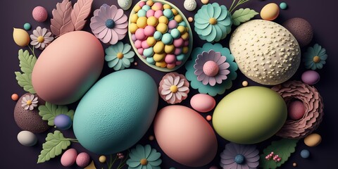 Fototapeta na wymiar pastel color easter eggs, easter day, easter eggs day, Generative AI