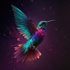 Obraz premium Majestic Rainbow Bird Soaring Through Space