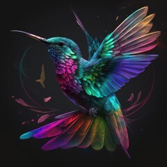 Obraz premium Majestic Rainbow Bird Soaring Through Space