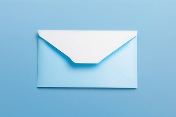 light blue paper envelope isolated on light blue background