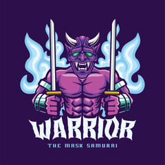 Vector samurai mascot logo template for esport and sport logo team