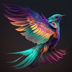 Majestic Rainbow Bird Soaring Through Space