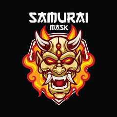 Vector samurai mascot logo template for esport and sport logo team
