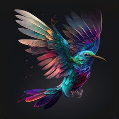 Fototapeta premium Majestic Rainbow Bird Soaring Through Space