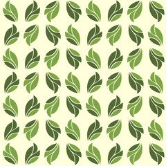 Naklejka na ściany i meble Eco pattern with green leaves. Vector seamless pattern with leaves.