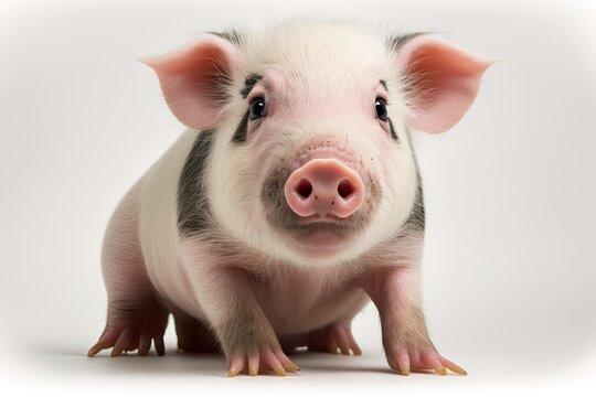 A picture of a cute pig against a white background. Generative AI