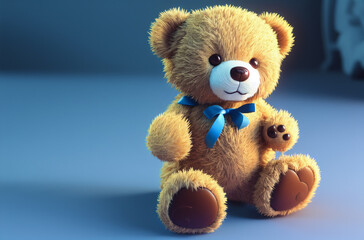 Cute teddy bear. Soft plush toy. Generative AI.