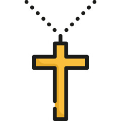 Cross necklace filled outline icon. For presentation, graphic design, mobile application, web design, infographics or UI.