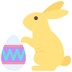 Rabbit and easter egg flat icon. For presentation, graphic design, mobile application, web design, infographics or UI.