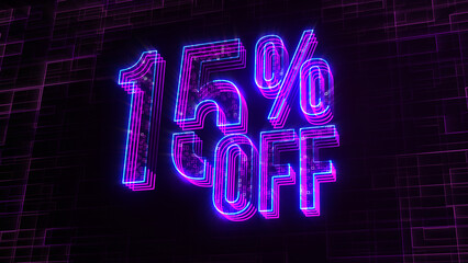 Futuristic Purple Blue Shine 3D Perspective View 15 Percent Off Lines With Square Dots Fractal Digital Technology