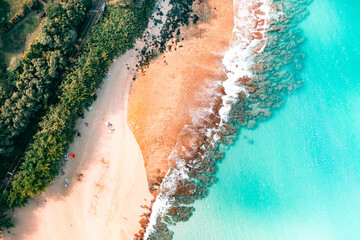 Tropical Aerial Drone Coastline With People